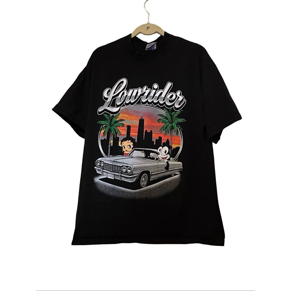 Shaka Wear Black Lowrider Betty Boop and Felix the Cat Graphic T-Shirt Size XL